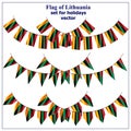 Set with flags of Lithuania. Colorful collection with flags for web design. Flags with folds. Vector illustration.