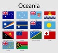 Set of flags Oceanian countries, All Oceania flag