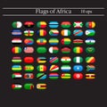 A set of flags oval badges. Africa. 10 eps