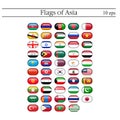 A set of flags oval badges. Asia. 10 eps