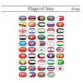 A set of flags oval badges. Asia. 10 eps