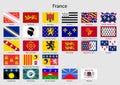 Flags of the province of France, All French regions flag collection
