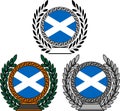 Set of flags of scotland with laurel wreath Royalty Free Stock Photo