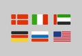 Set of flags, stylized flags from geometry: Russia, Germany. USA