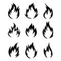 Set of Flame icon vector illustration logo Bonfire Logotype Fire Logo concept icon. Royalty Free Stock Photo