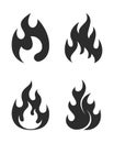Flame graphic icons set. Simple signs Royalty Free Stock Photo