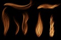 Set of flames isolated on black background Royalty Free Stock Photo