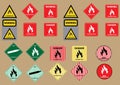 Set of flammable liquid gas solid fuel sign