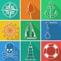 Set of flan nautical icons Royalty Free Stock Photo