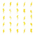 Set of flash and thunder bolt icons