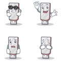 Set of flashdisk character with cool waving afraid crying