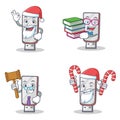 Set of flashdisk character with Santa candy book judge