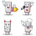 Set of flashdisk character with shopping karaoke devil chef