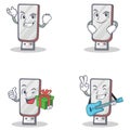 Set of flashdisk character with succesfull smirking gift guitar