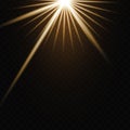 Set of flashes, Lights and Sparkles on a transparent background. Bright gold flashes and glares. Royalty Free Stock Photo