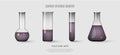 A set of flasks and test tubes with violet liquid. Equipment for chemical laboratory. Transparent glass test tubes Vector illustra Royalty Free Stock Photo