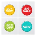 Bright flat sale buttons with discount offers Royalty Free Stock Photo