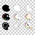 Set of Flat art tool palette paints color, artist web design graphic vector illustration