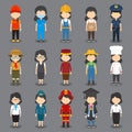 Set of 15  Flat Avatars Profession Royalty Free Stock Photo