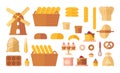 Set of flat bakery icons . Vector illustration