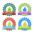 Set of Flat Best Choice Labels with ribbon. Vector