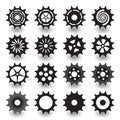 Set of flat black gear icon for info graphic design