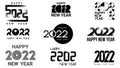 Set of flat black icons happy new year 2022, different shapes are used, and composition of numbers