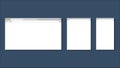 Set of Flat blank browser windows for different devices. Computer, tablet, phone sizes. Device Icons: smart phone, tablet and desk
