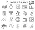 Set Flat Business Icons, money signs, line icons - vector Royalty Free Stock Photo