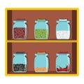 Set flat cartoon shelf spices