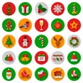 Set of flat Christmas Icons in circles with shadow Royalty Free Stock Photo