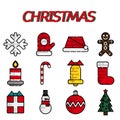 Set of flat Christmas icons Royalty Free Stock Photo