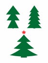 Set of flat Christmas trees. Icons, logos, symbols. Royalty Free Stock Photo