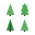Set of 4 flat vector christmas trees Royalty Free Stock Photo