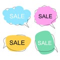 Set of flat colorful bubble speech vector. Banners, price tags, stickers, posters, badges. Royalty Free Stock Photo