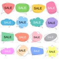 Set of flat colorful bubble speech vector. Banners, price tags, stickers, posters, badges. Isolated on white background. Royalty Free Stock Photo