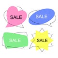 Set of flat colorful bubble speech vector. Banners, price tags, stickers, posters, badges. Royalty Free Stock Photo