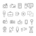 Set of flat colorful vector journalism icons. Mass Royalty Free Stock Photo