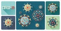 Set of flat COVID-19 Coronavirus infection icons Royalty Free Stock Photo