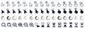 Set of flat cursor icons in hand and arrow form. Mouse click cursor set. Arrow and hand pointer, loading, progress - for stock