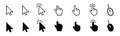 Set of flat cursor icons in hand, arrow and mouse forms. Mouse click cursor set. Arrow and hand pointer, loading, progress Royalty Free Stock Photo