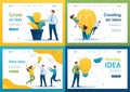 Set Flat 2D concepts to create new ideas, business startup. Brainstorm business ideas. For Landing page concepts and web design Royalty Free Stock Photo