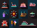 Set of flat design amusement park icons