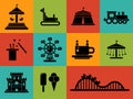 Set of flat design amusement park icons