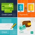 Set of flat design banners payment online