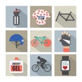 Set of Flat Design Bicycle and Accessories Icons