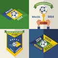 Set of flat design Brazilian soccer labels Royalty Free Stock Photo