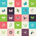 Set of flat design butterfly icons
