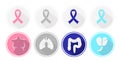 Set of flat design Cancer and human organ icons.