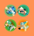 Set of flat design circle infographic icons Royalty Free Stock Photo